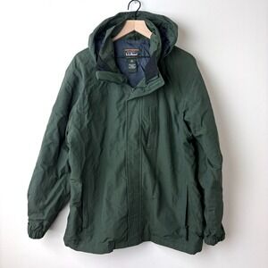 Vintage LL Bean 3-in-1 Hooded Jacket SHELL ONLY Mens L Green Windbreaker Hiking